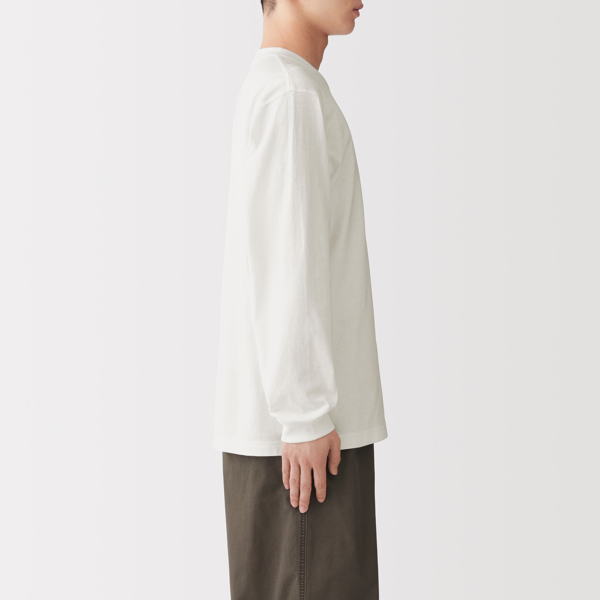紳士　洗いざらし太番手クルーネック長袖Ｔシャツ