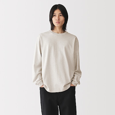 紳士　洗いざらし太番手クルーネック長袖Ｔシャツ