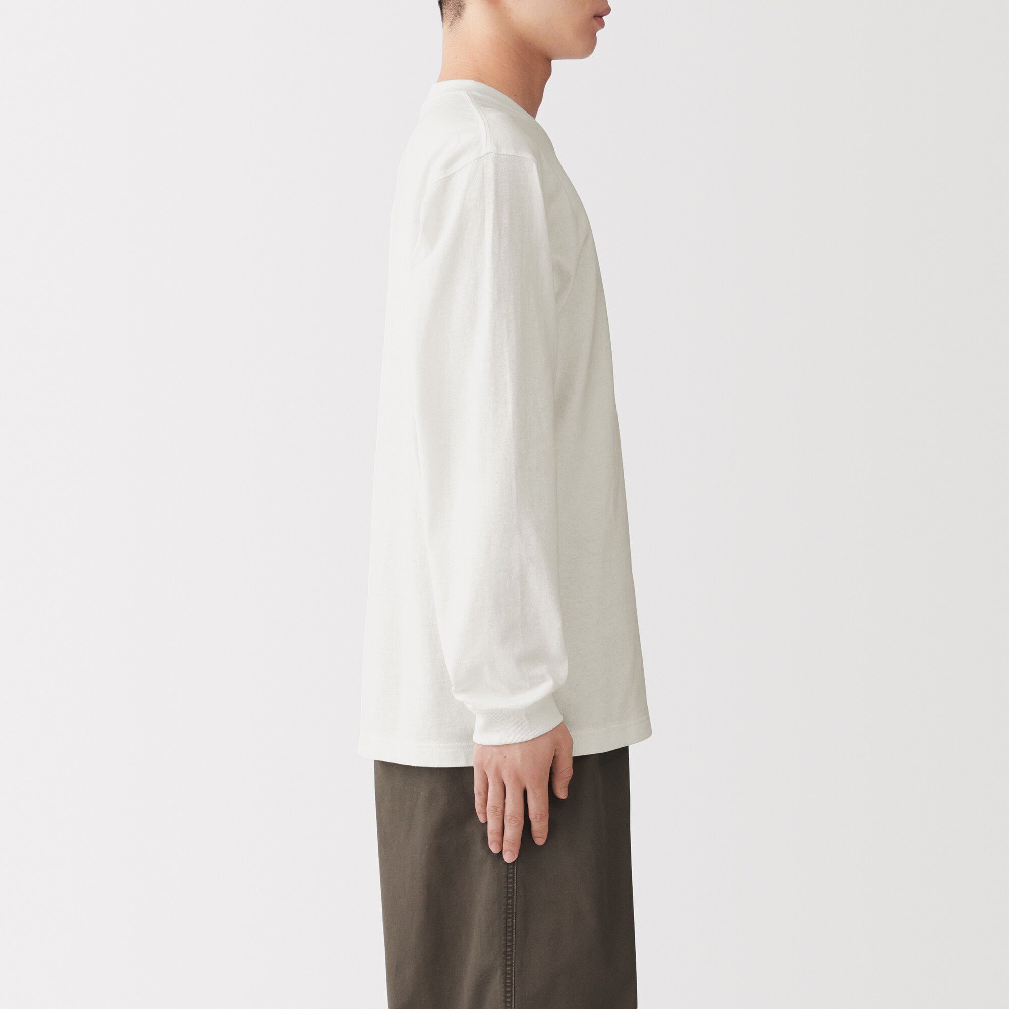 紳士　洗いざらし太番手クルーネック長袖Ｔシャツ