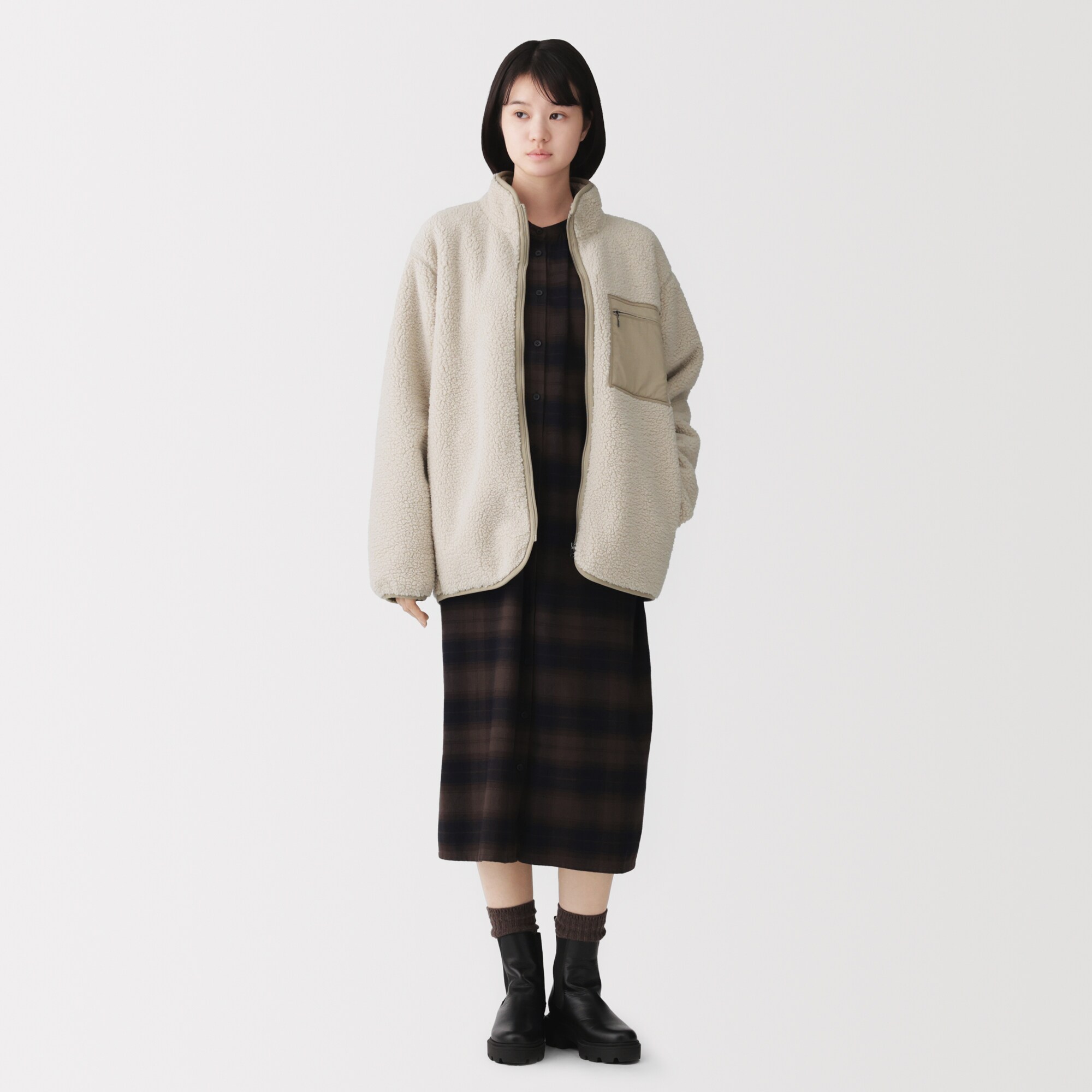 紳士　ボアフリースジャケット