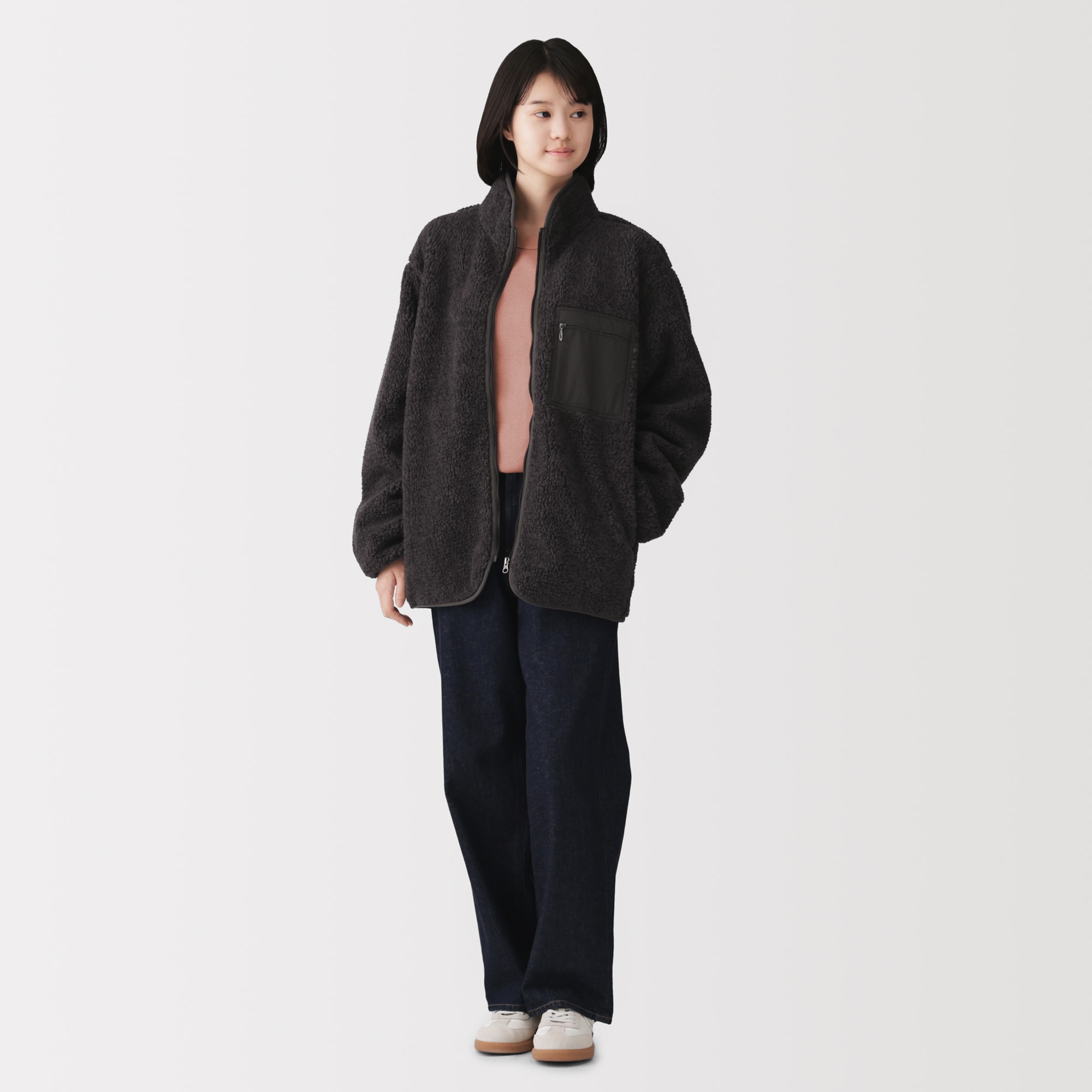 紳士　ボアフリースジャケット