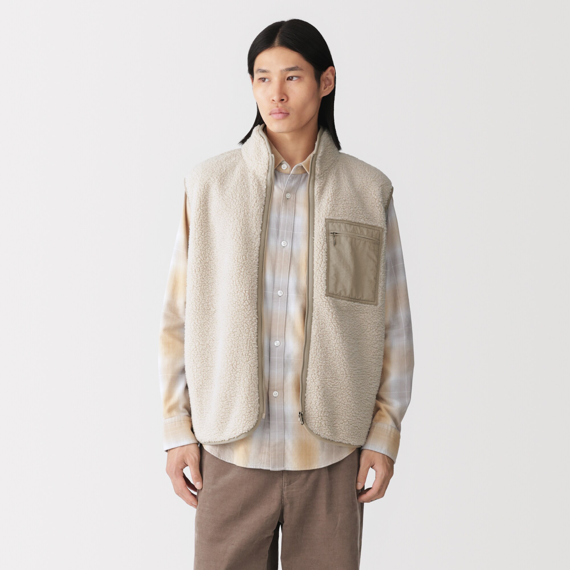 紳士　ボアフリースベスト