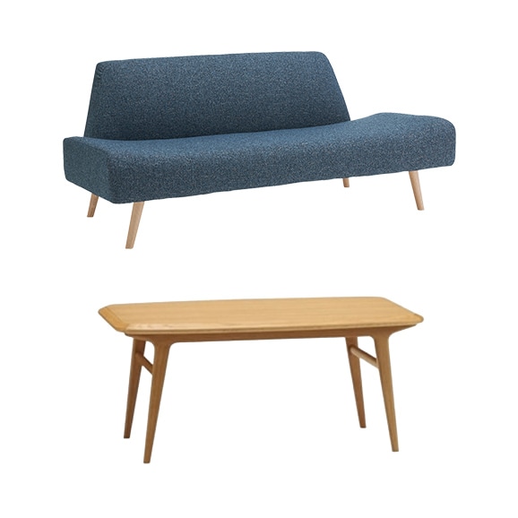 IDEE］セット AO SOFA（2）BOUCLE BLUE＋IKI