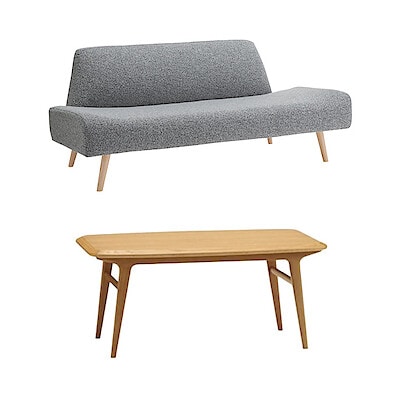 ［ＩＤＥＥ］セット　ＡＯ　ＳＯＦＡ（２）ＢＯＵＣＬＥ　ＧＲＡＹ＋ＩＫＩ　ＬＯＷ