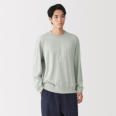 紳士　和歌山で編み立てた天竺クルーネック長袖Ｔシャツ