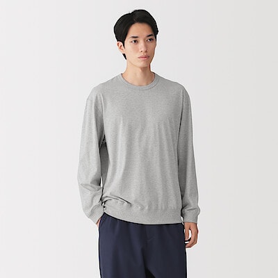 紳士　和歌山で編み立てた天竺クルーネック長袖Ｔシャツ