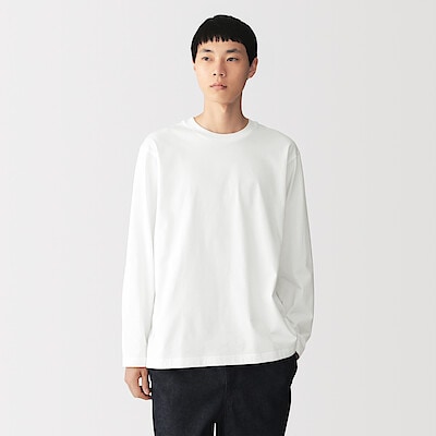 紳士　起毛天竺編みクルーネック長袖Ｔシャツ