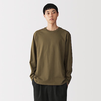 【１０月上旬発売予定】紳士　起毛天竺編みクルーネック長袖Ｔシャツ