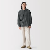 紳士　素材に還るフリースワイド長袖シャツ