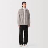 紳士　素材に還るフリースワイド長袖シャツ