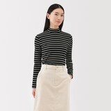 婦人　起毛フライス編みハイネック長袖Ｔシャツ