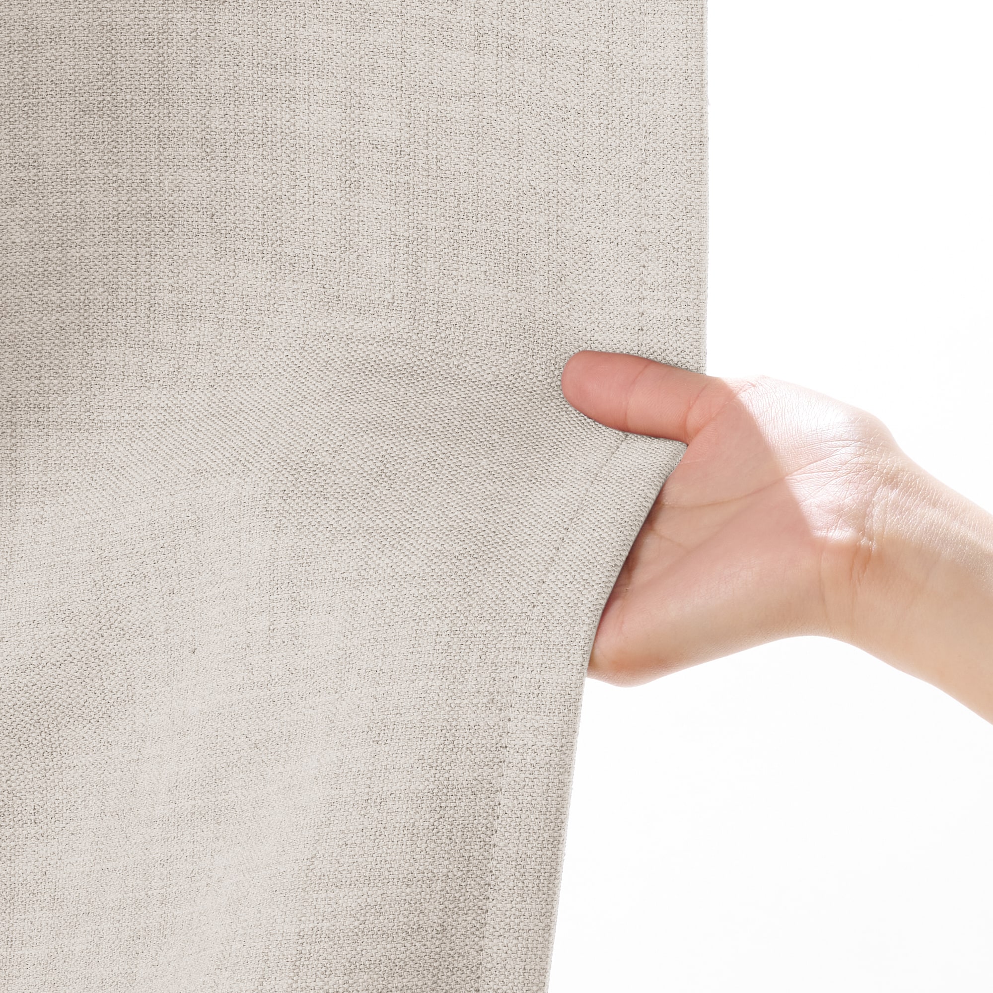 ポリエステル杢糸ドビー織（防炎・遮光性）２倍ヒダプリーツカーテン