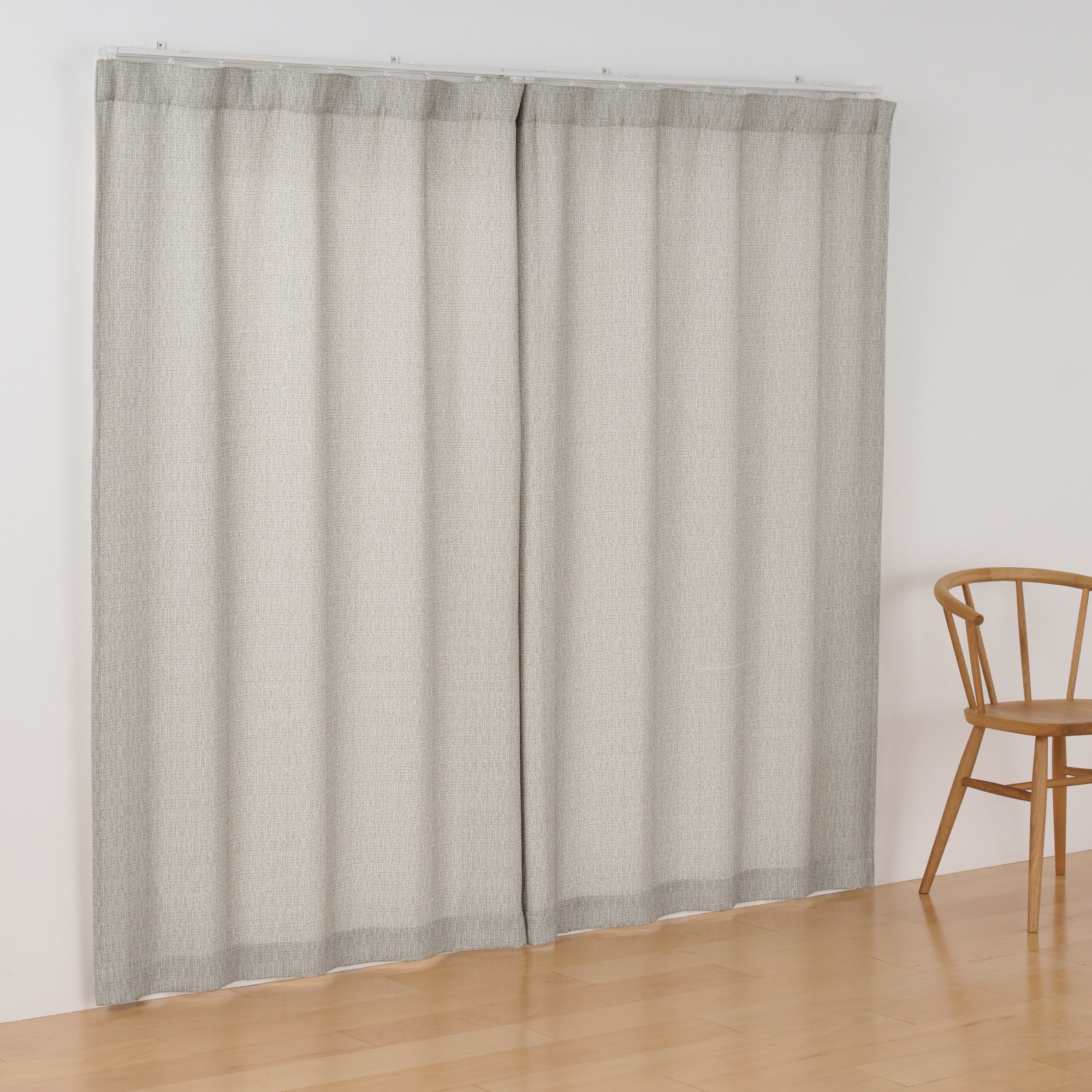 ツイード調リングヤーン使い（防炎）ノンプリーツカーテン