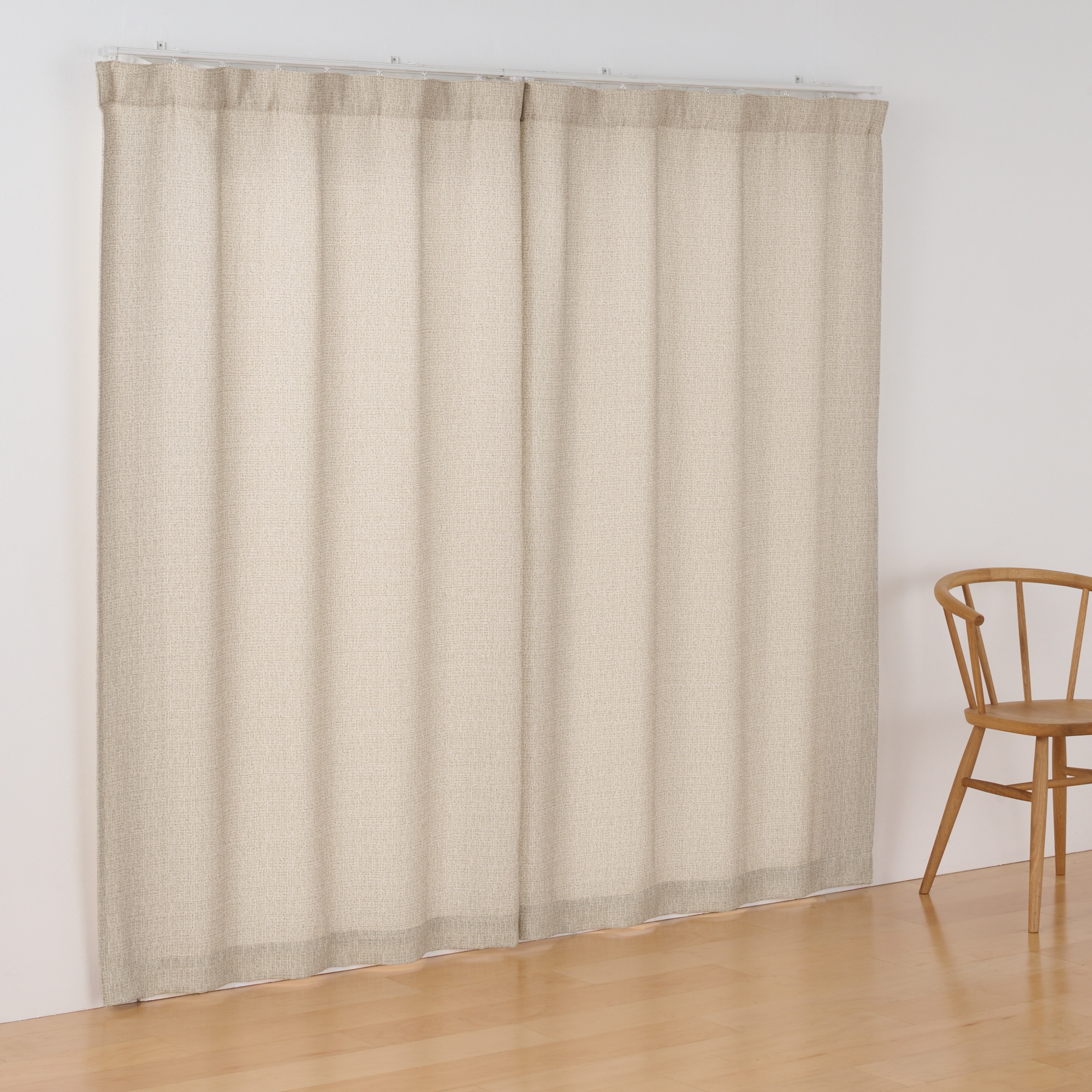 ツイード調リングヤーン使い（防炎）ノンプリーツカーテン