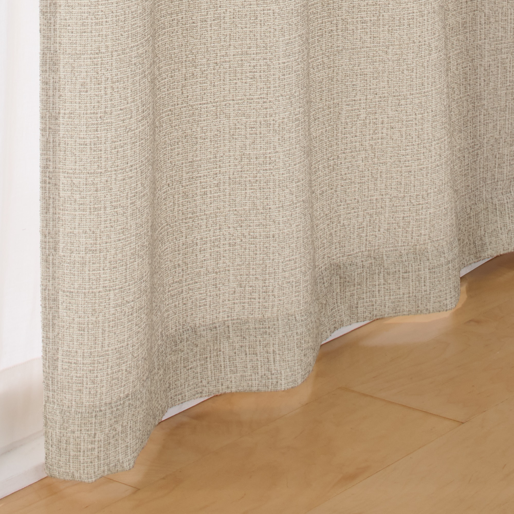 ツイード調リングヤーン使い（防炎）ノンプリーツカーテン