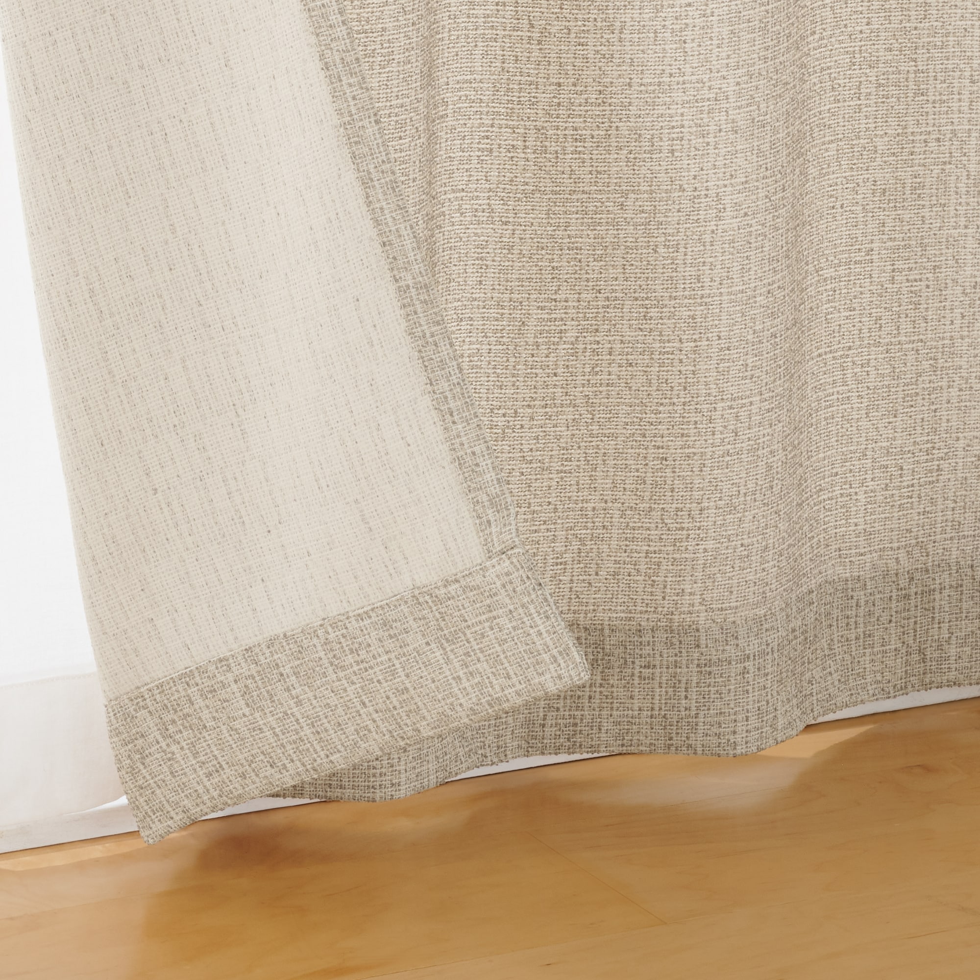 ツイード調リングヤーン使い（防炎）ノンプリーツカーテン