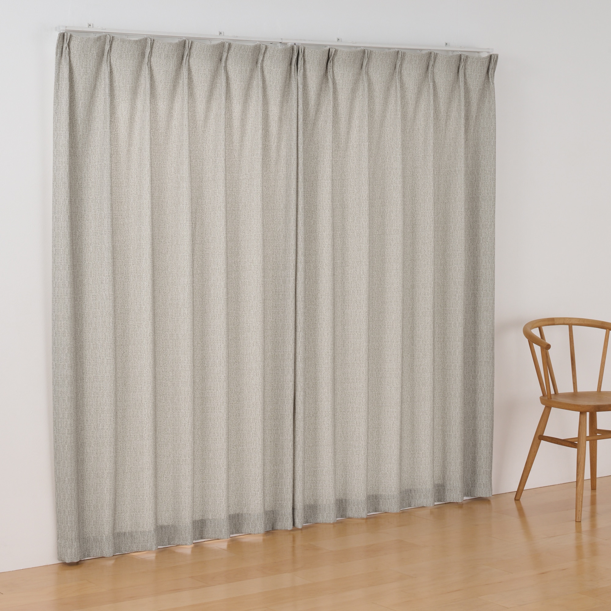 無印良品　プリーツツイードカーテン 100cm x 178cm 2枚セット ツイード調リングヤーン使い（防炎）プリーツカーテン | 無印良品