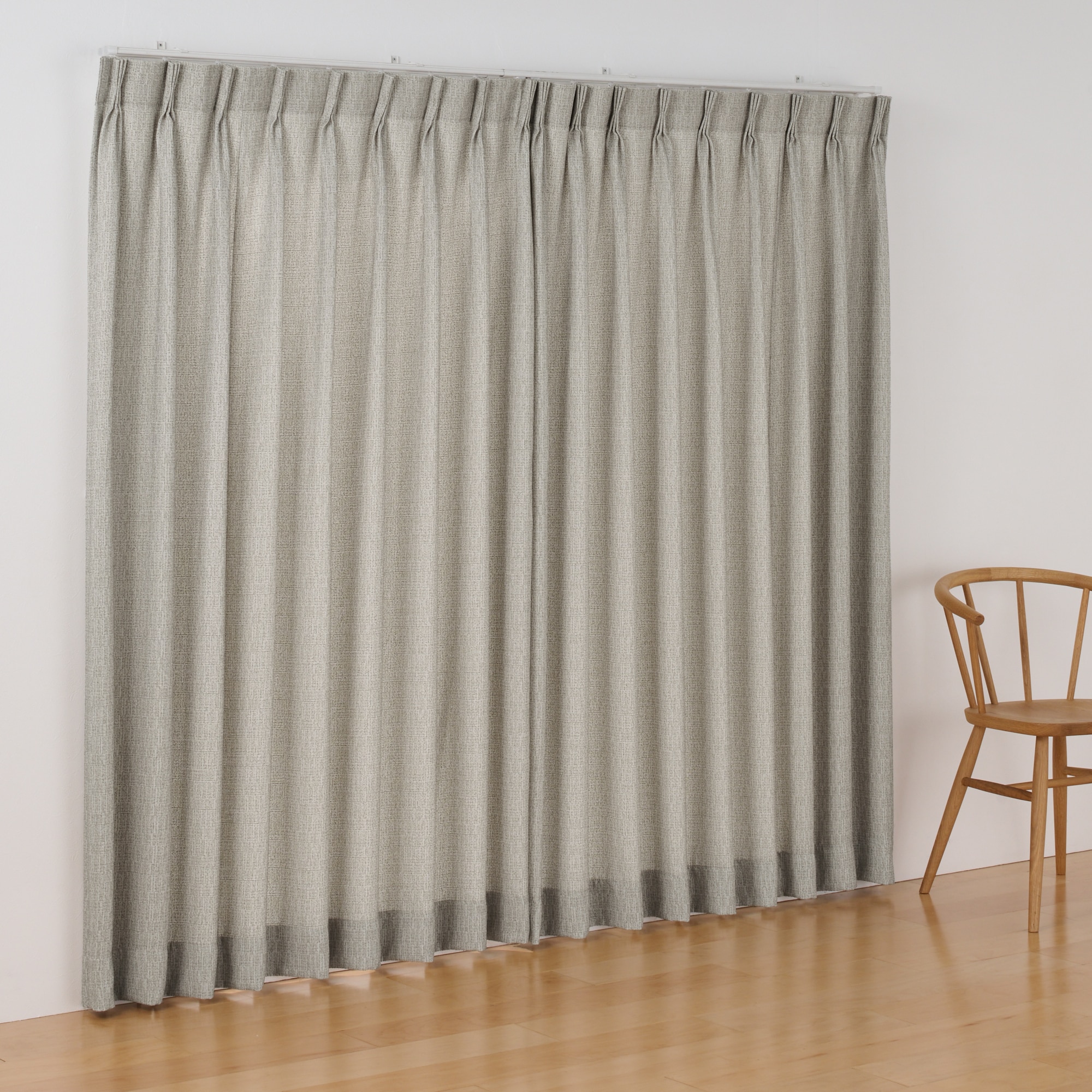 ツイード調リングヤーン使い（防炎）２倍ヒダプリーツカーテン