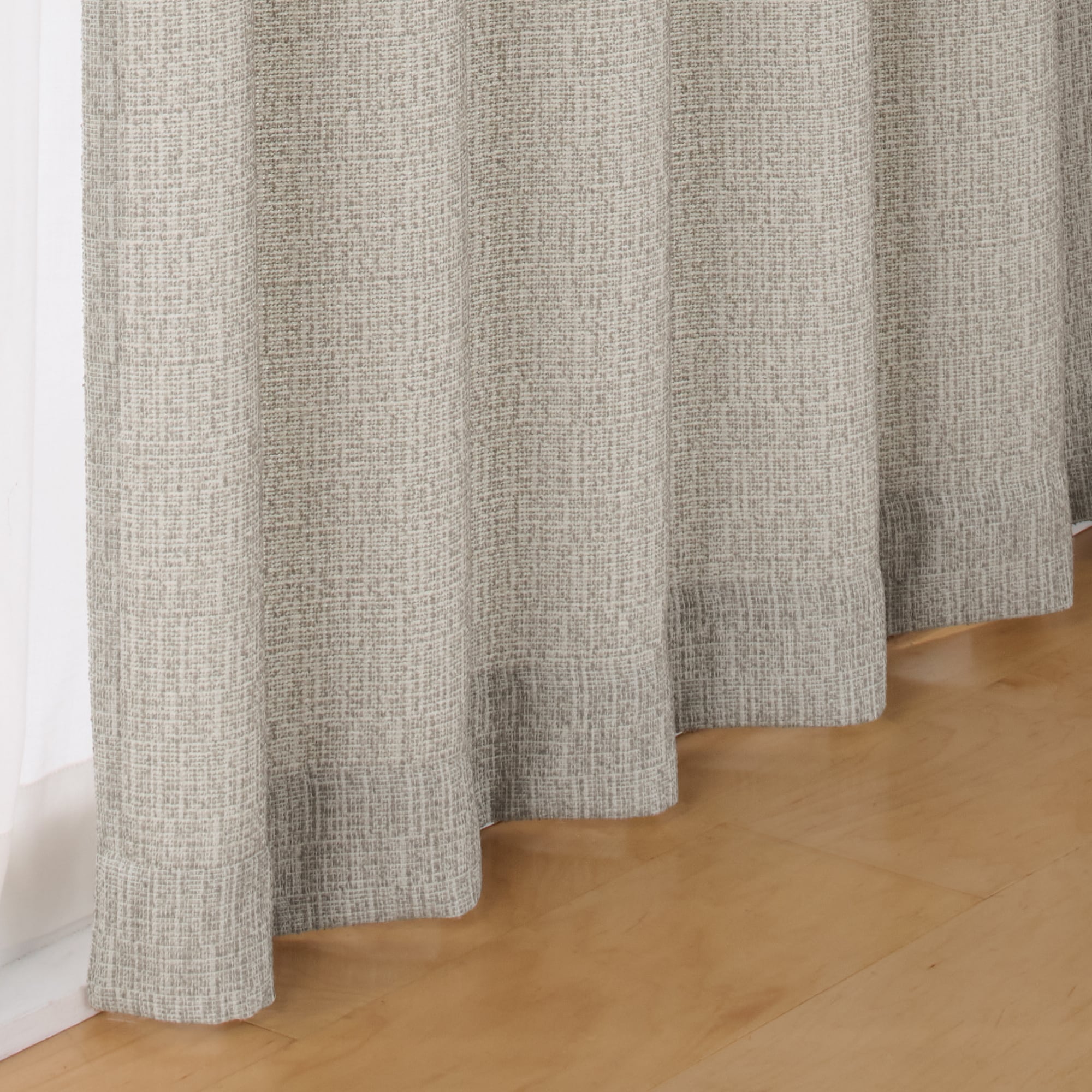 ツイード調リングヤーン使い（防炎）２倍ヒダプリーツカーテン