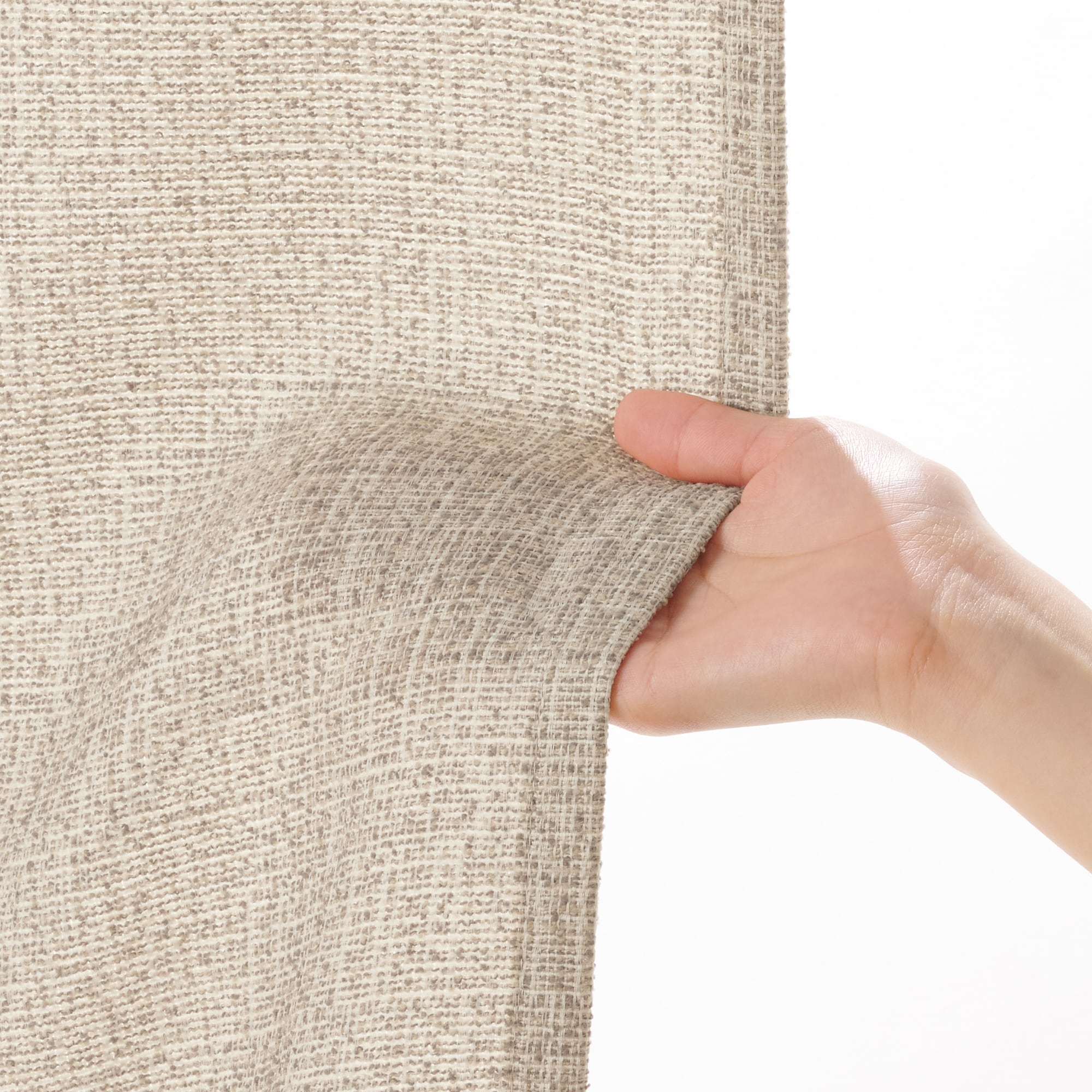 ツイード調リングヤーン使い（防炎）２倍ヒダプリーツカーテン