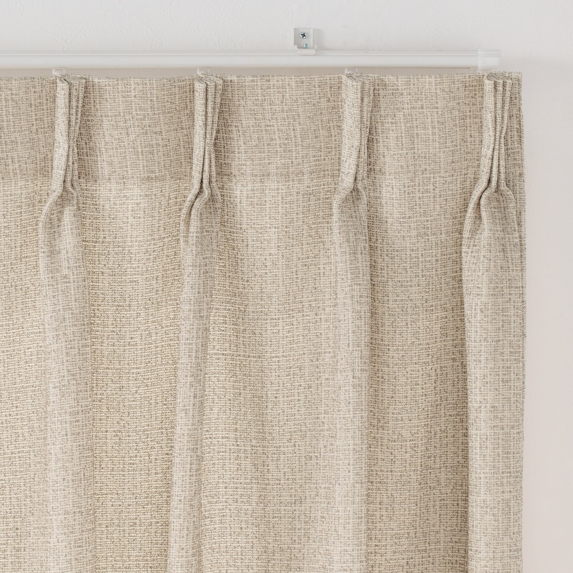 ツイード調リングヤーン使い（防炎）２倍ヒダプリーツカーテン