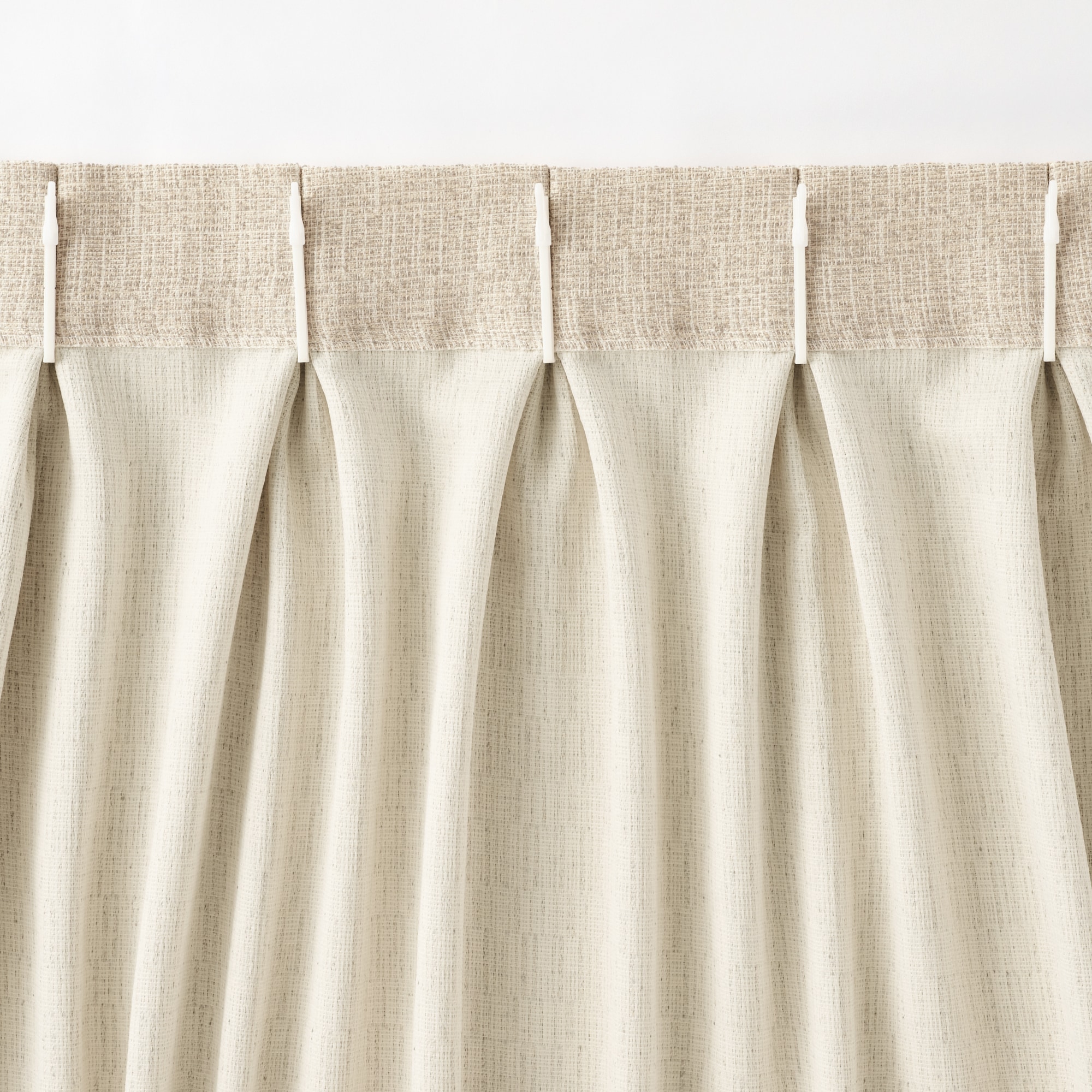 ツイード調リングヤーン使い（防炎）２倍ヒダプリーツカーテン