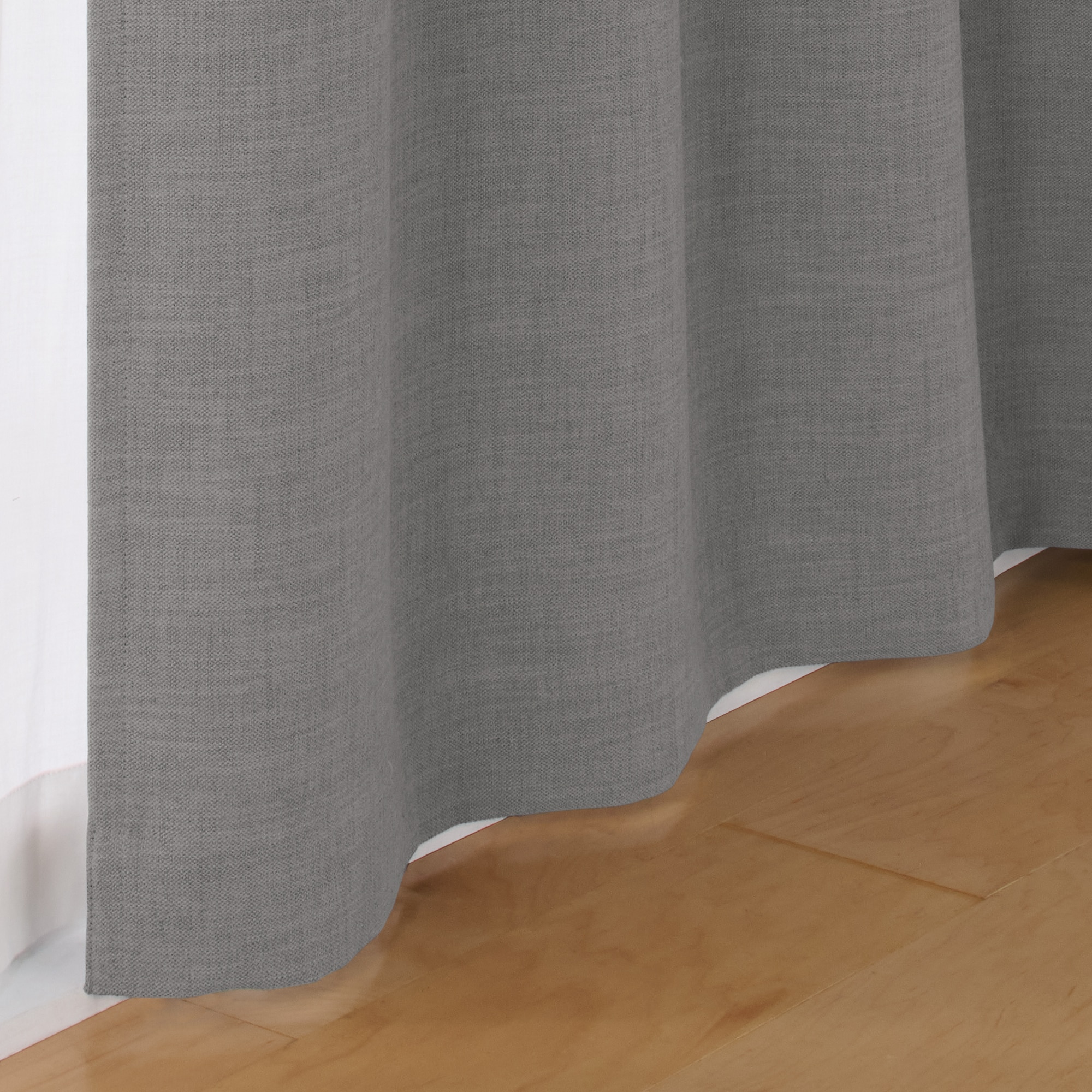 ポリエステル杢糸ドビー織（防炎・遮光性）ノンプリーツカーテン