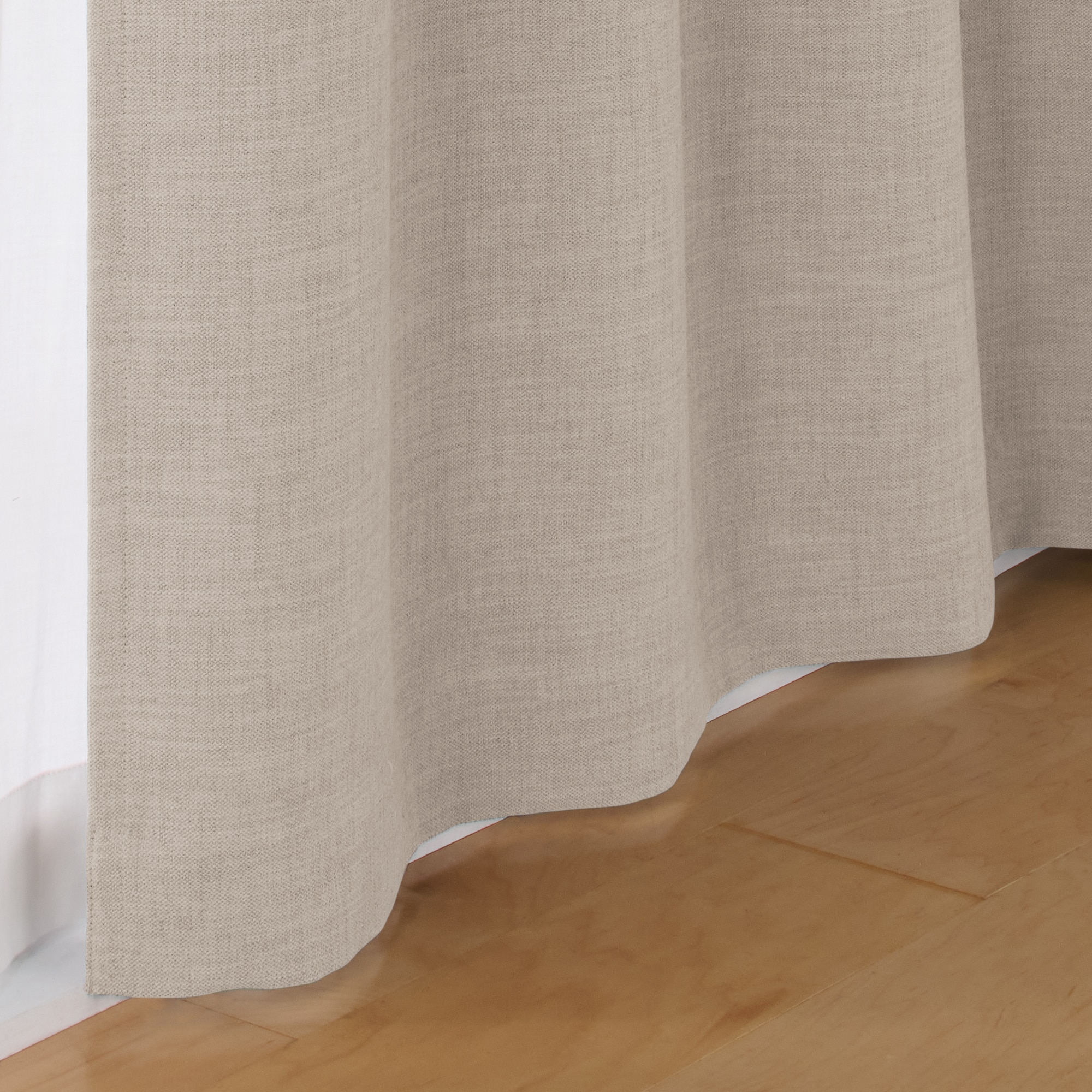 ポリエステル杢糸ドビー織（防炎・遮光性）ノンプリーツカーテン