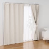 ポリエステル杢糸ドビー織（防炎・遮光性）ノンプリーツカーテン