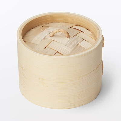 【１０月上旬発売予定】竹材　蒸篭（せいろ）／セット　特小　約直径９×高さ７ｃｍ（蓋含む外寸）