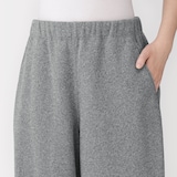 婦人　ニットフリースワイドテーパードパンツ