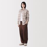 婦人　ニットフリースワイドテーパードパンツ