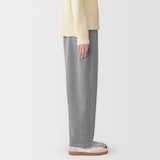 婦人　ニットフリースワイドテーパードパンツ