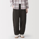 婦人　ニットフリースワイドテーパードパンツ
