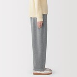 婦人　ニットフリースワイドテーパードパンツ