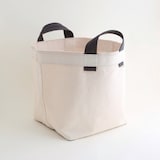 ［ＩＤＥＥ］キャンバス　バスケット　Ｌ　ホワイト・グレー