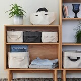 ［ＩＤＥＥ］キャンバス　バスケット　Ｌ　ホワイト・グレー