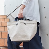 ［ＩＤＥＥ］キャンバス　バスケット　Ｌ　ホワイト・グレー