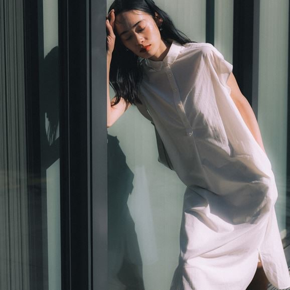 ［ＩＤＥＥ］Ｈ＆ｂｙＰＯＯＬ　フレンチスリーブワンピースシャツ　ホワイト