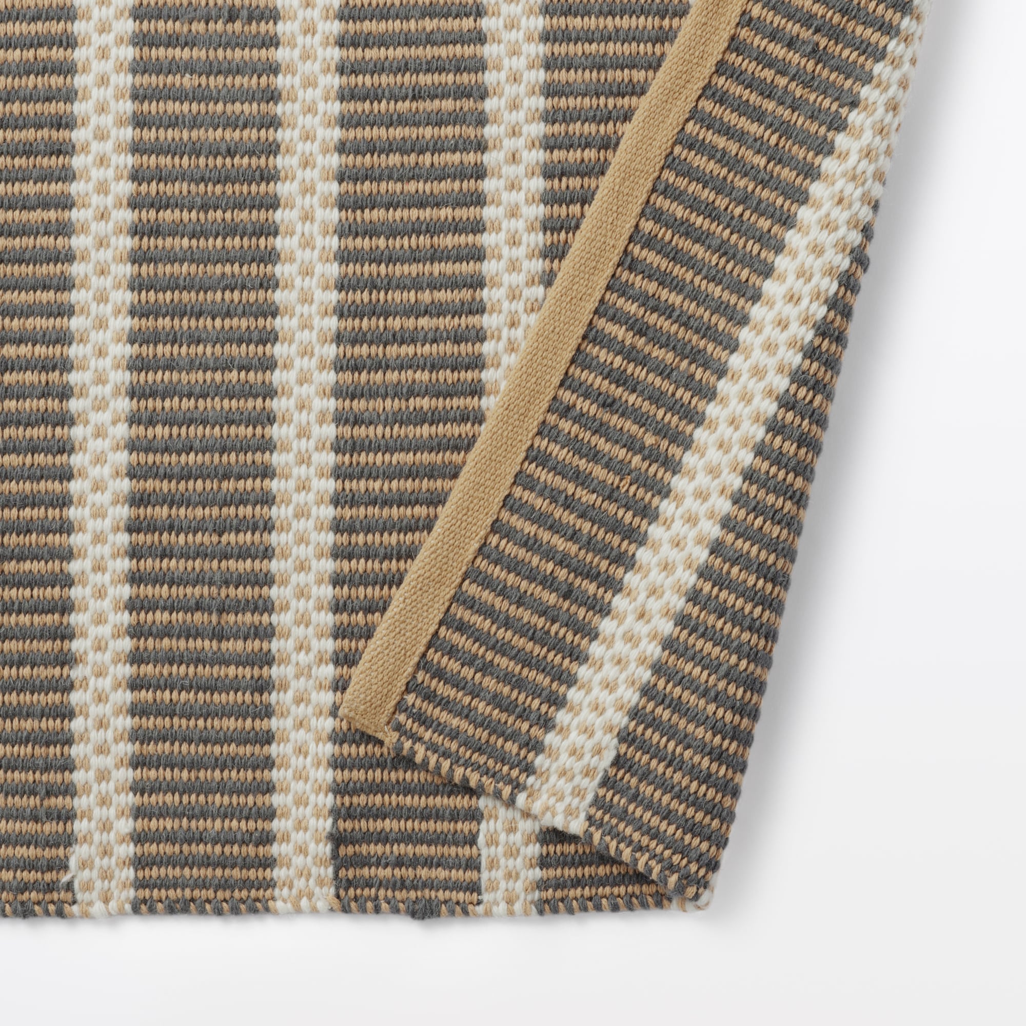 タグ付 無印良品 インド綿混手織ラグ 200x240ライトブラウン MUJI 綿ウール太番手インドの手織りラグ 140×200cm | 無印良品
