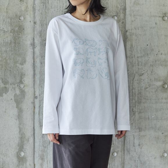 ［ＩＤＥＥ］ｃｏｒｉｃｃｉ　Ｔシャツ　長袖　Ｃａｔ　ホワイト