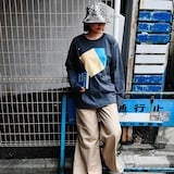 ［ＩＤＥＥ］ＩＤＥＥ　Ｃｏｍｐｏｓｉｔｉｏｎ　Ｔシャツ　長袖　ブルー