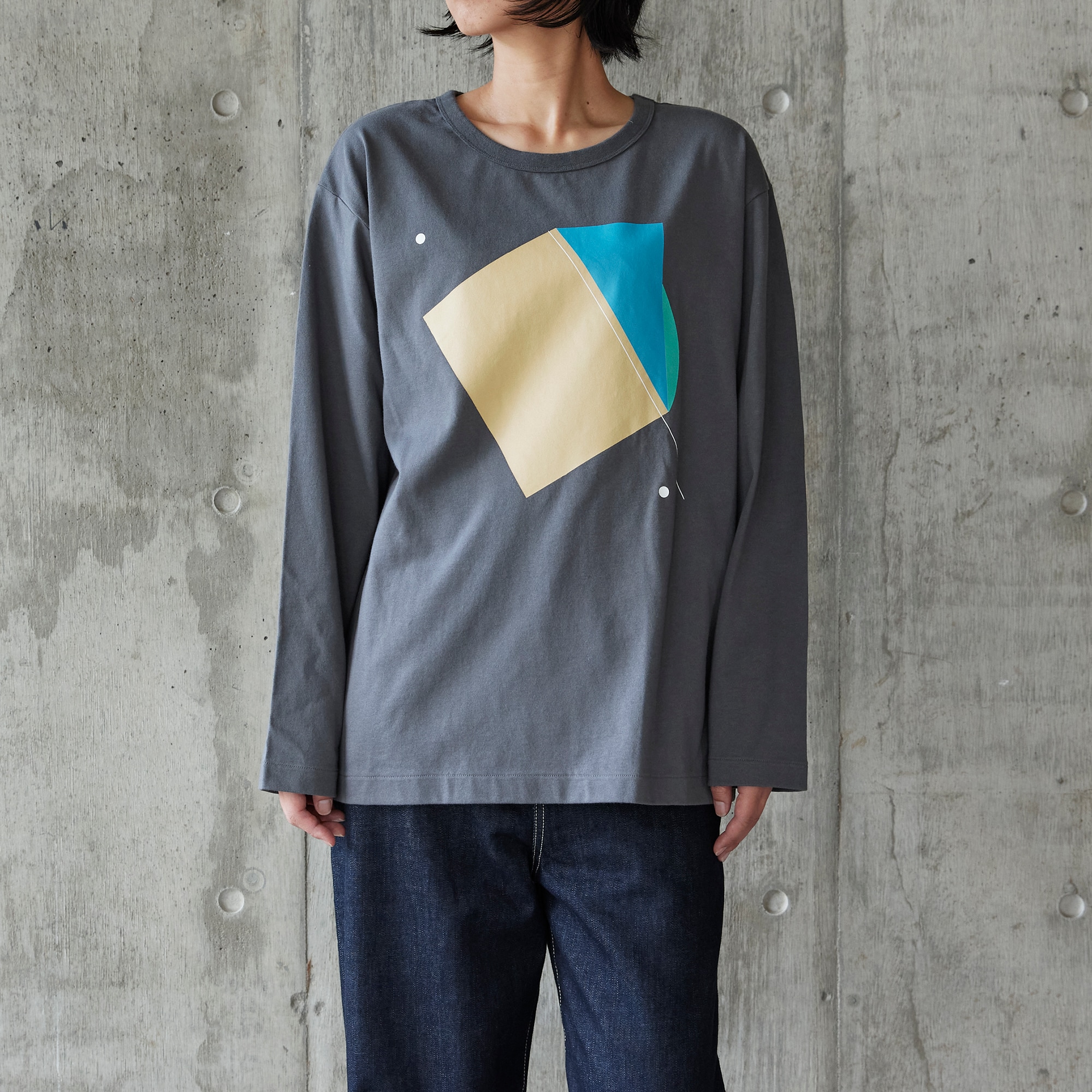 ［ＩＤＥＥ］ＩＤＥＥ　Ｃｏｍｐｏｓｉｔｉｏｎ　Ｔシャツ　長袖　ブルー
