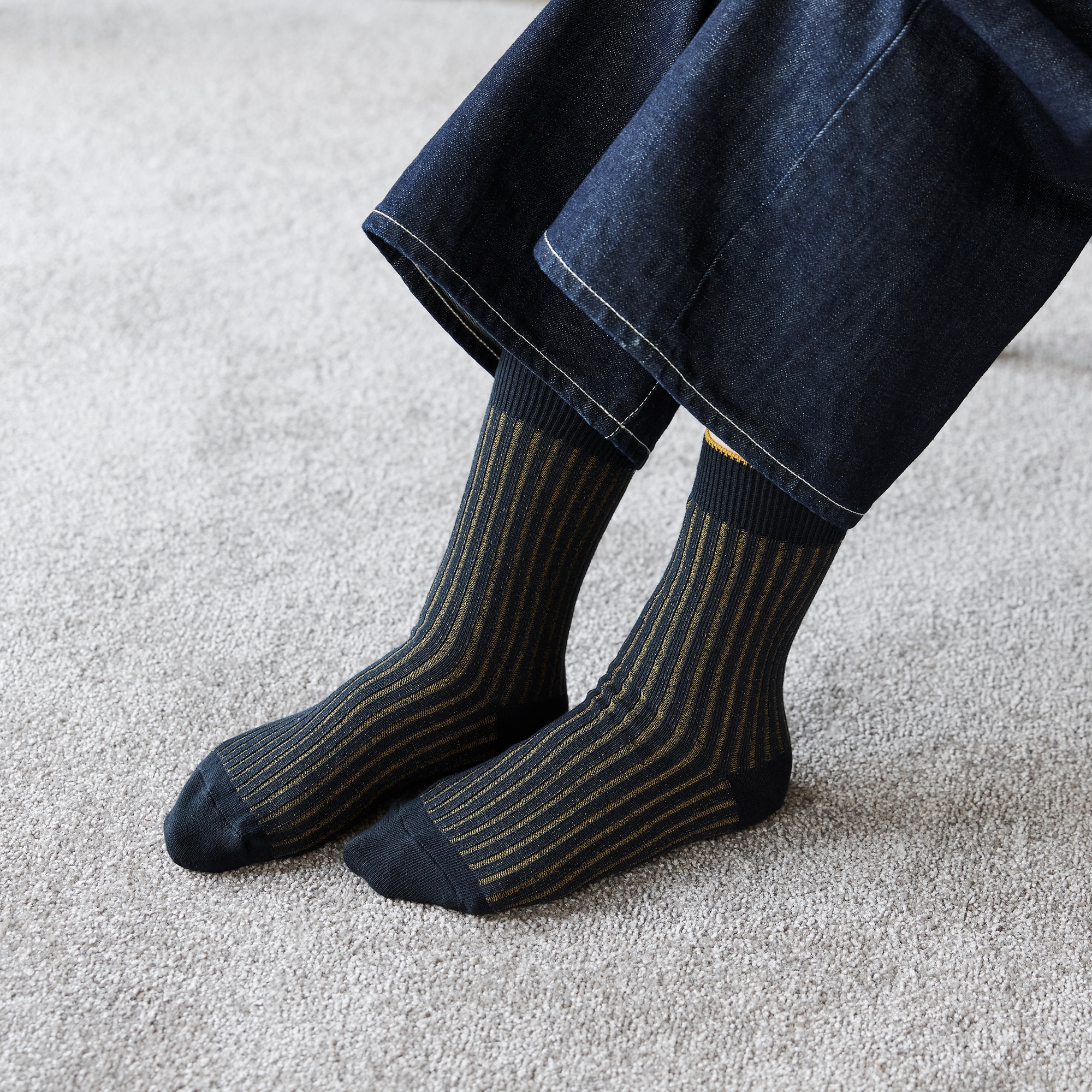 ［ＩＤＥＥ］Ｒｉｂ　Ｓｏｃｋｓ　ブラック　Ｍ