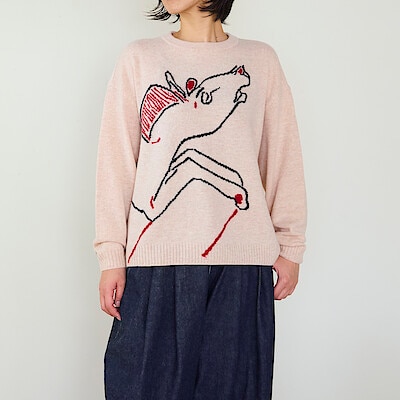 ［ＩＤＥＥ］Ｌｅｅ　Ｉｚｕｍｉｄａ　セーター　Ｈｏｒｓｅ　ベージュ