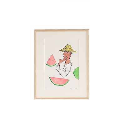 ［ＩＤＥＥ］柚木沙弥郎　リトグラフ　Ｓサイズ　Ｗａｔｅｒｍｅｌｏｎ　Ｍａｎ