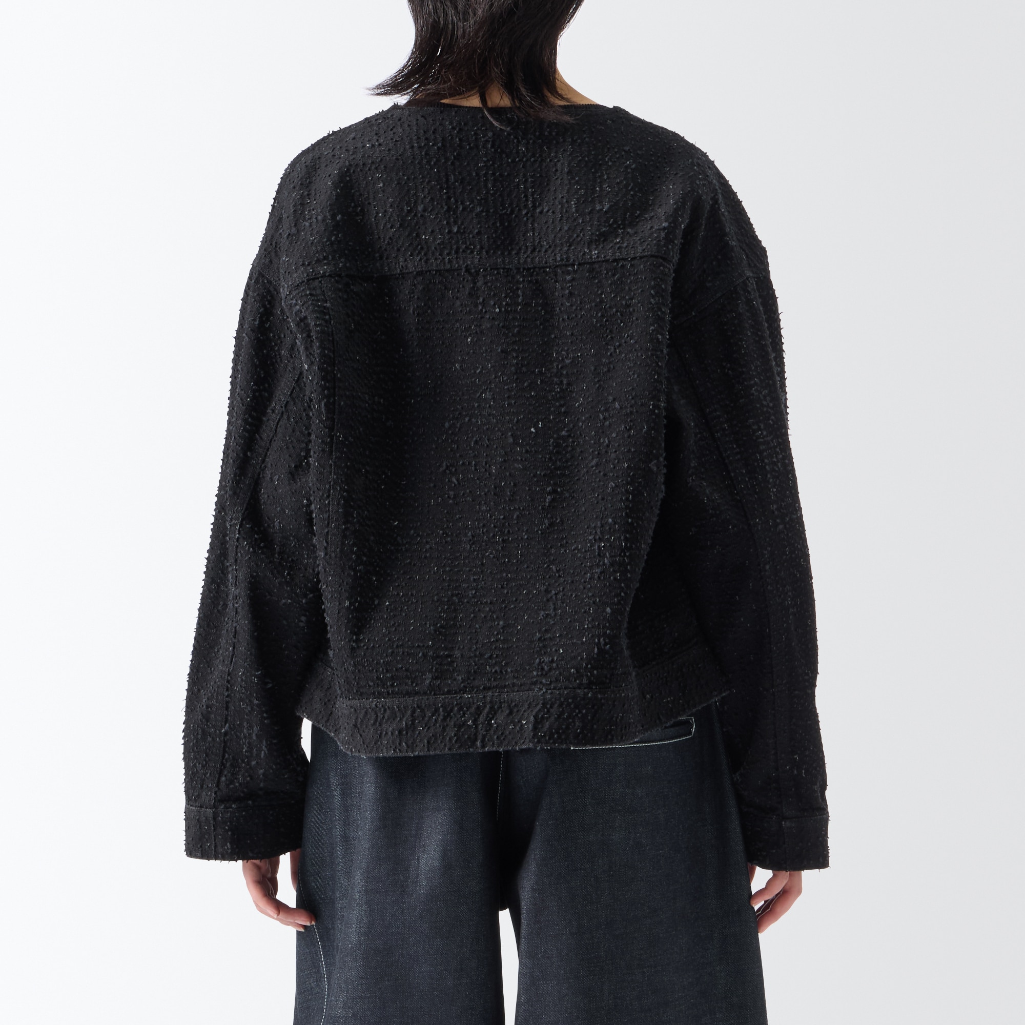 ［ＩＤＥＥ］Ｈ＆　ｂｙ　ＰＯＯＬ　ノーカラーデニムジャケット　ニードルインディゴ