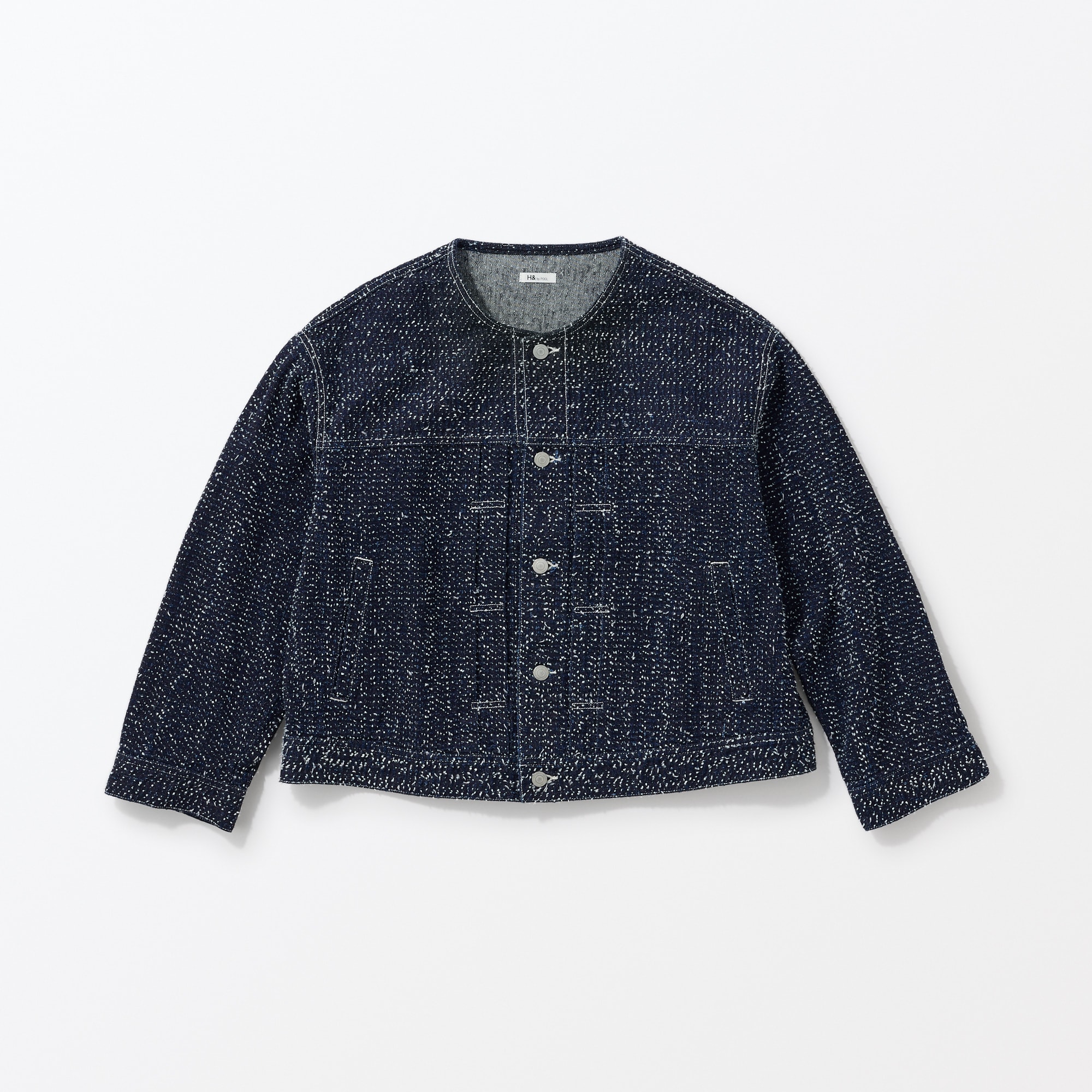 ［ＩＤＥＥ］Ｈ＆　ｂｙ　ＰＯＯＬ　ノーカラーデニムジャケット　ニードルインディゴ