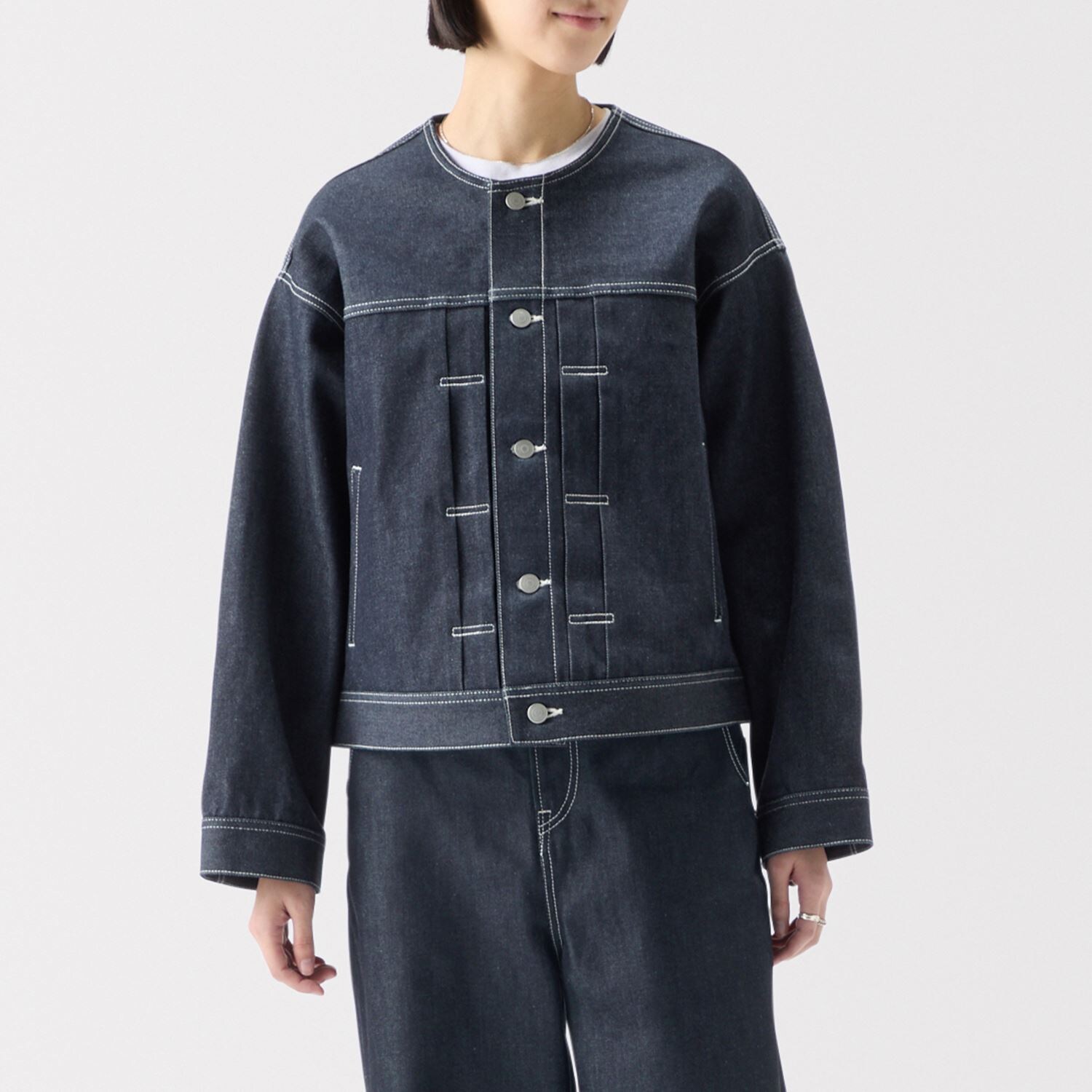 ［ＩＤＥＥ］Ｈ＆　ｂｙ　ＰＯＯＬ　ノーカラーデニムジャケット　インディゴアソート