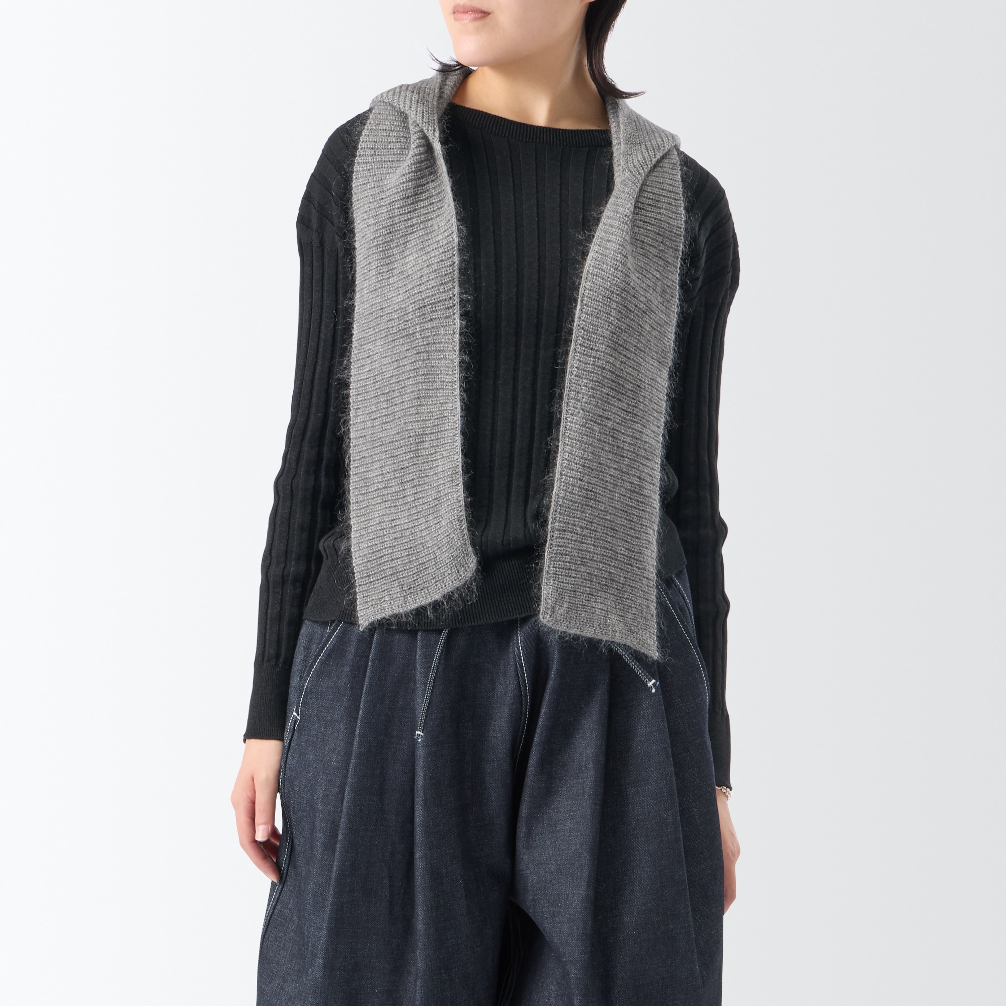 ［ＩＤＥＥ］Ｈ＆　ｂｙ　ＰＯＯＬ　モヘヤフードマフラー　ブラック
